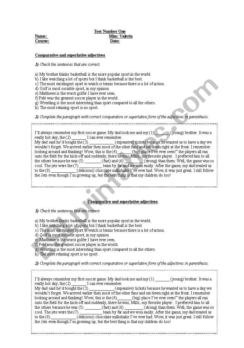 Comparative and superlative adjectives