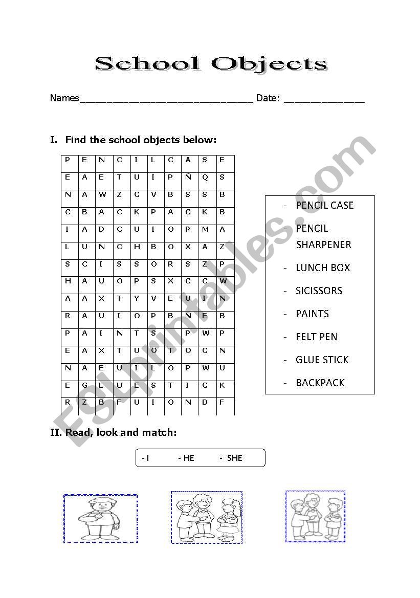 School objects.. worksheet