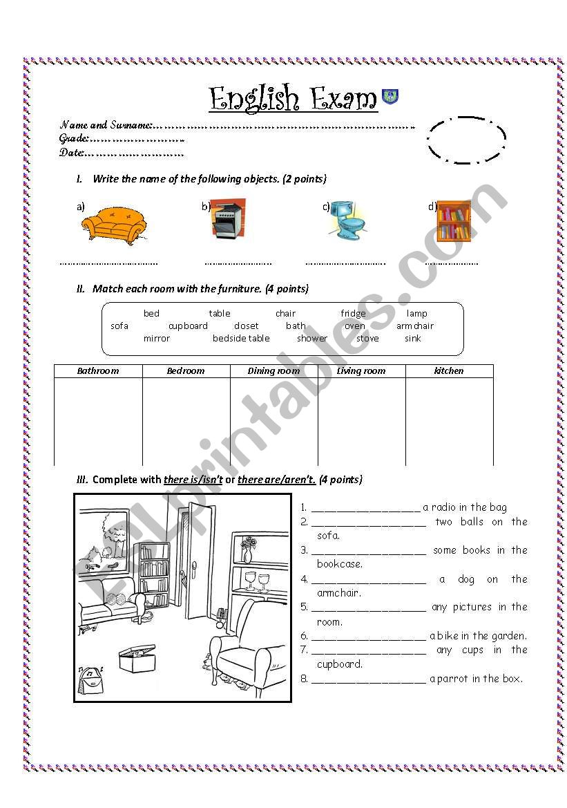 Enlgish written test for 2nd Sec