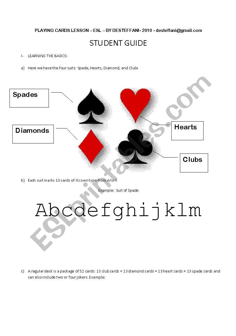 Playing Cards worksheet