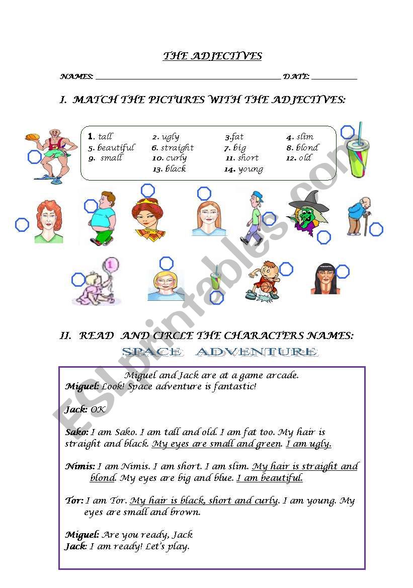 tHE aDjEcTiVes worksheet