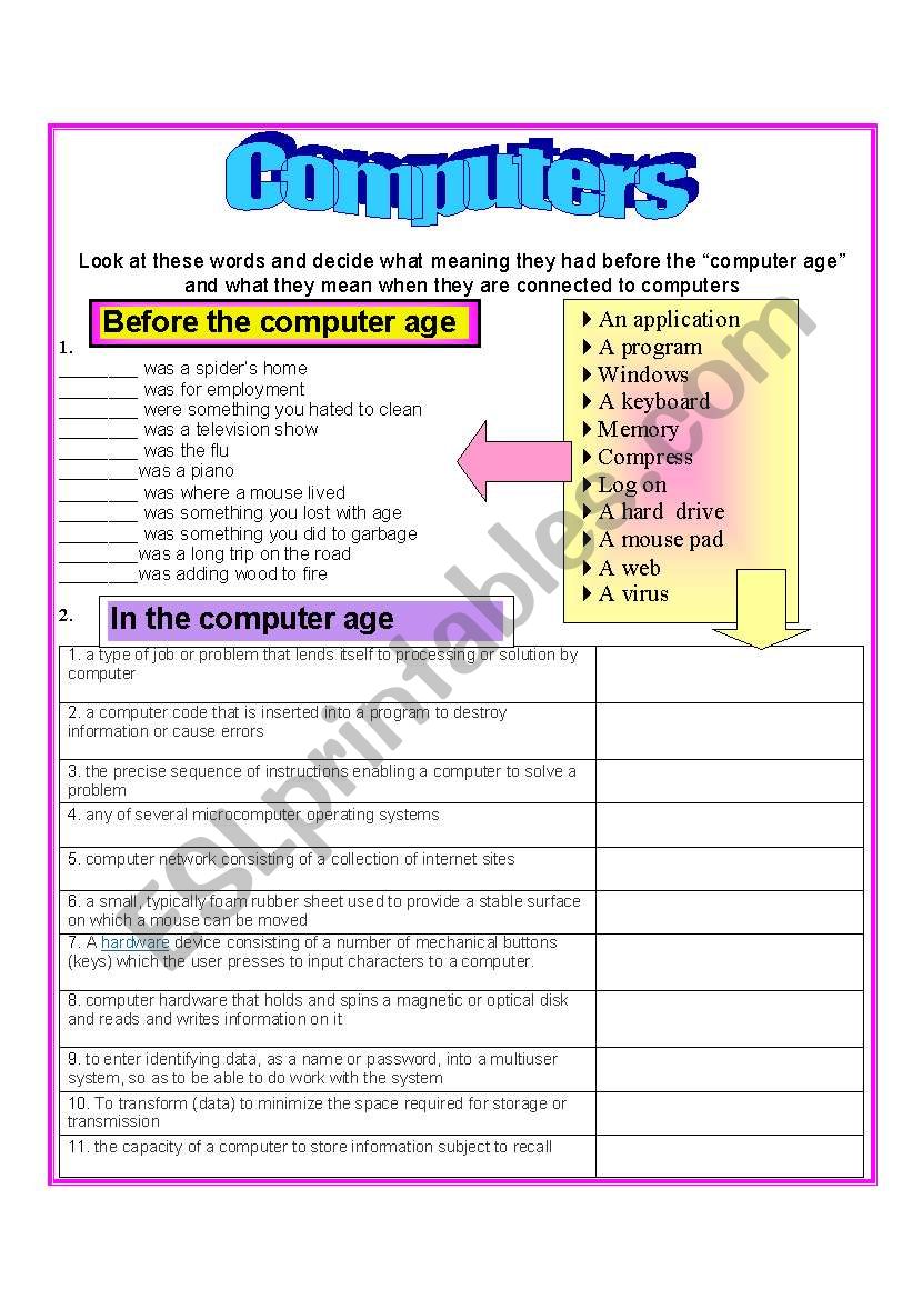 COMPUTERS worksheet