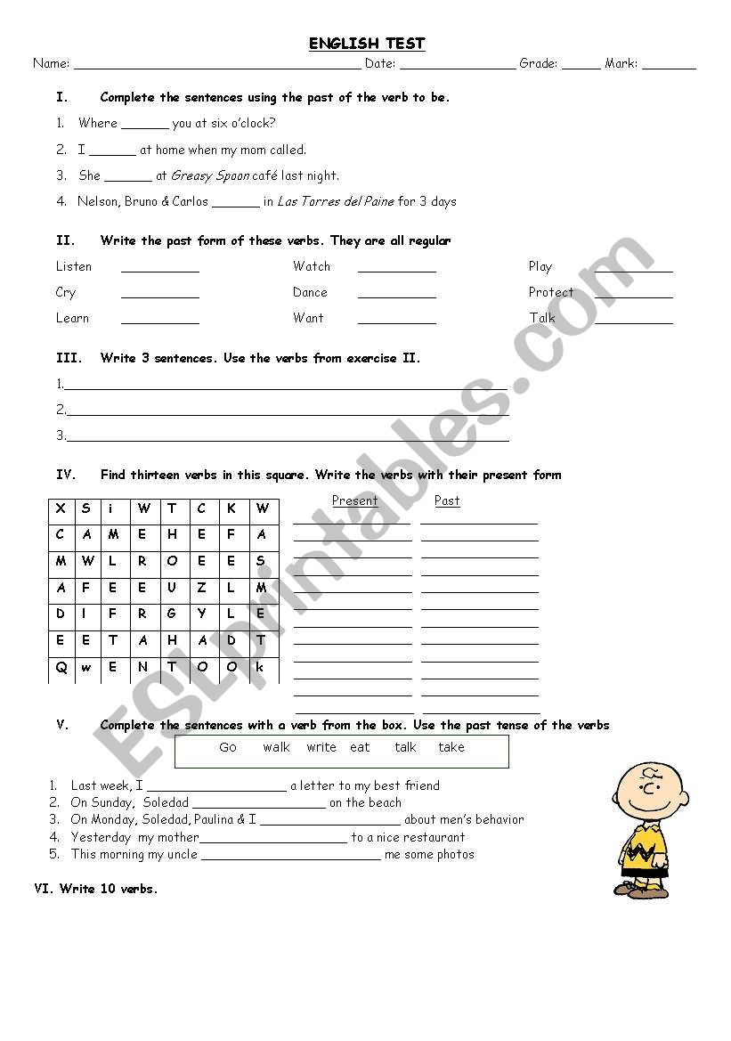 Past tense worksheet