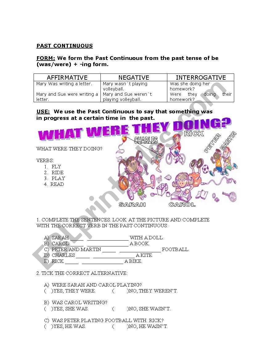 PAST CONTINUOUS worksheet