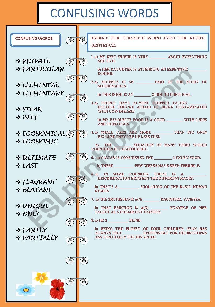 CONFUSING WORDS worksheet