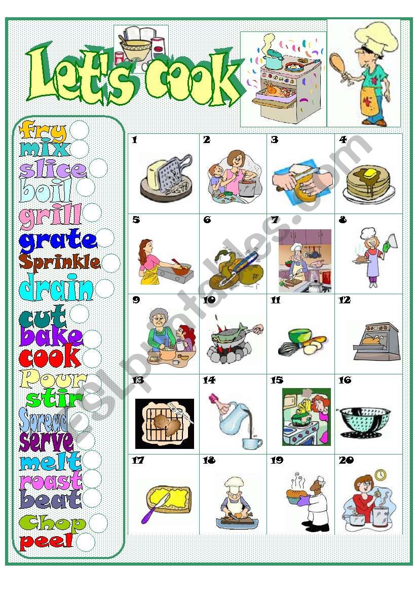 Lets cook worksheet