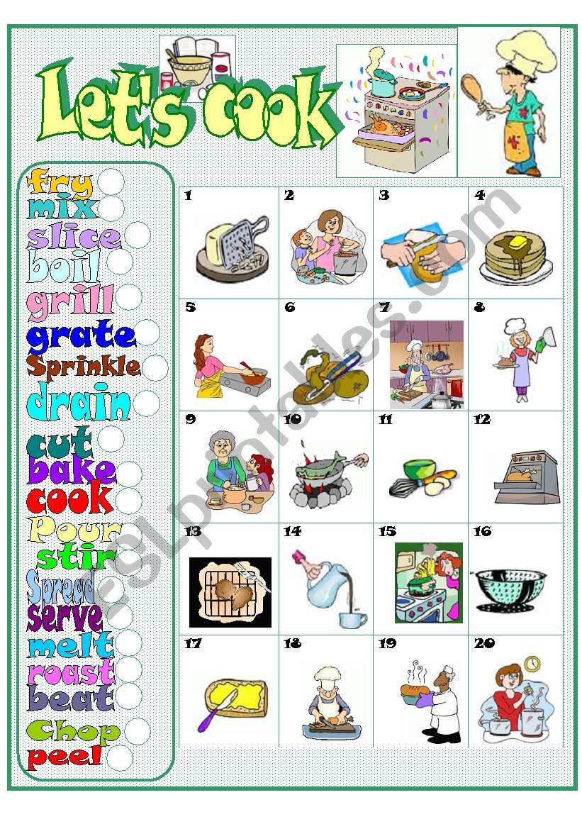 LetÂ´s cook worksheet