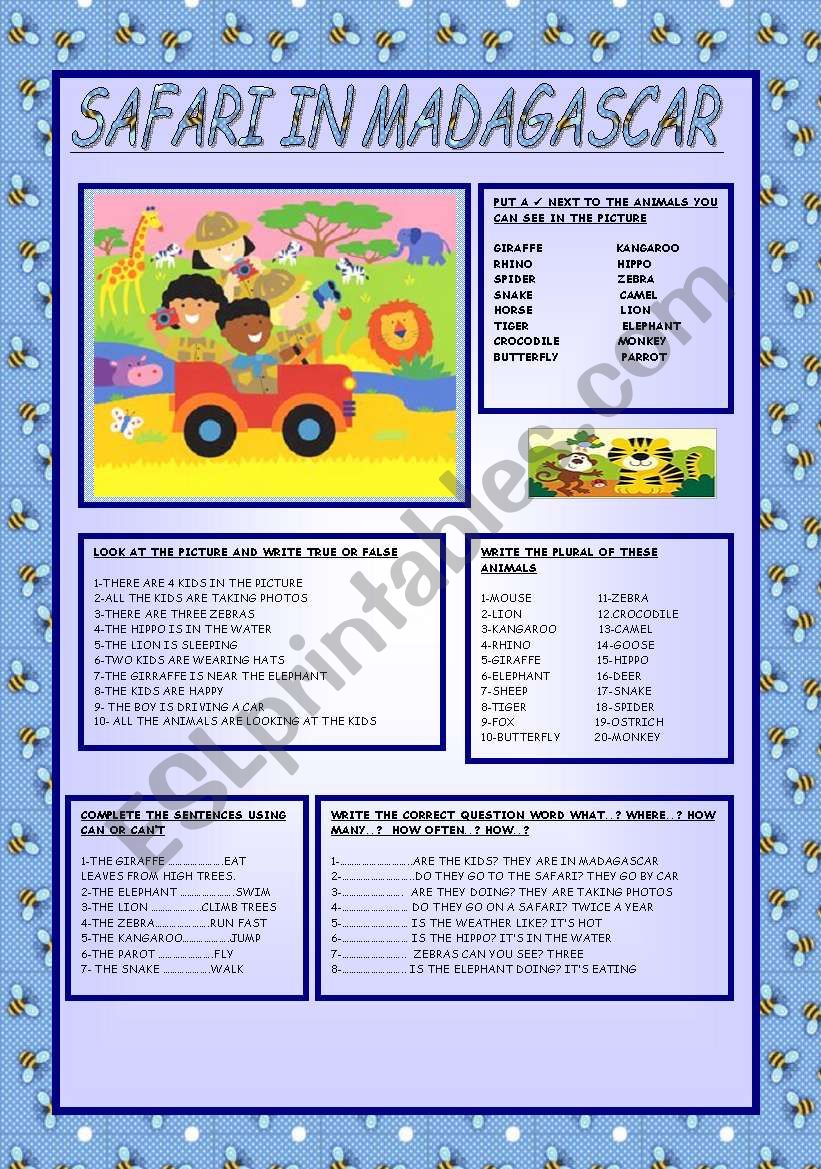 SAFARI IN MADAGASCAR worksheet