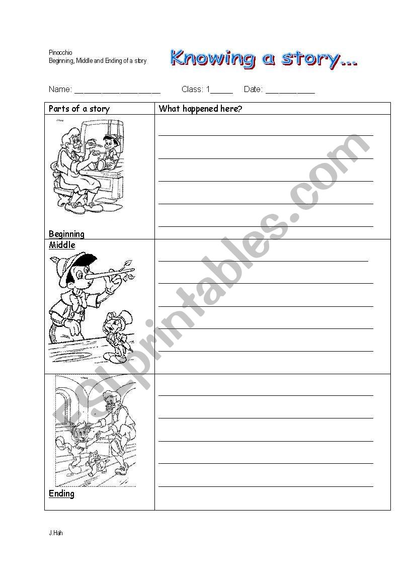 Pinocchio Story worksheet