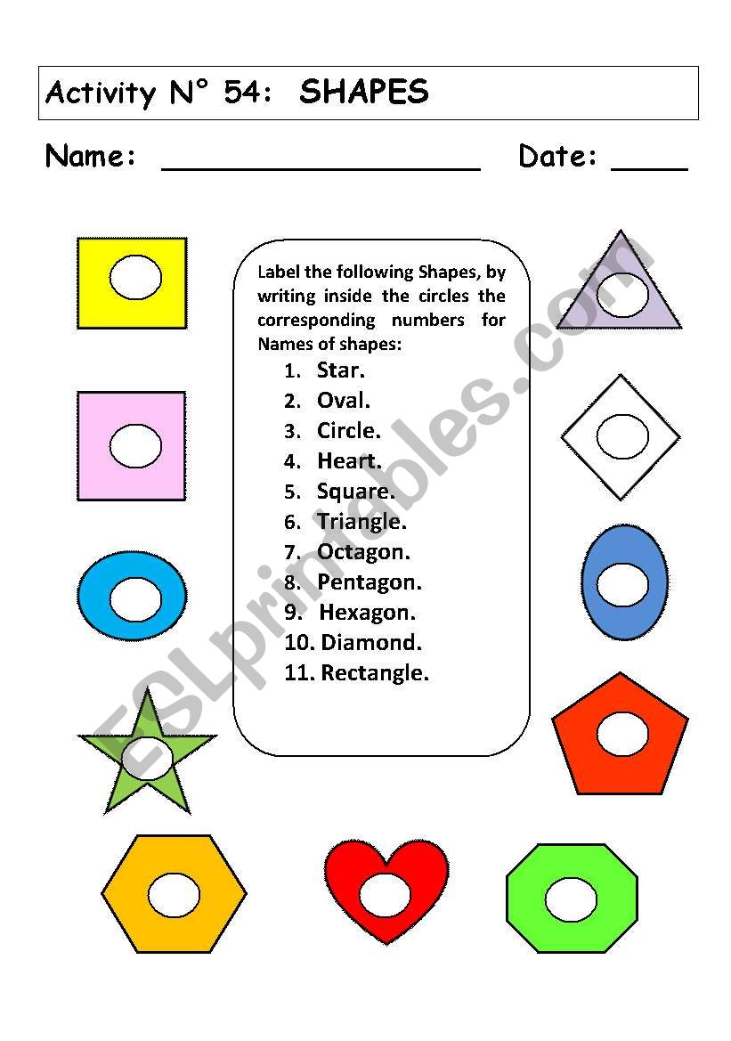 SHAPES worksheet