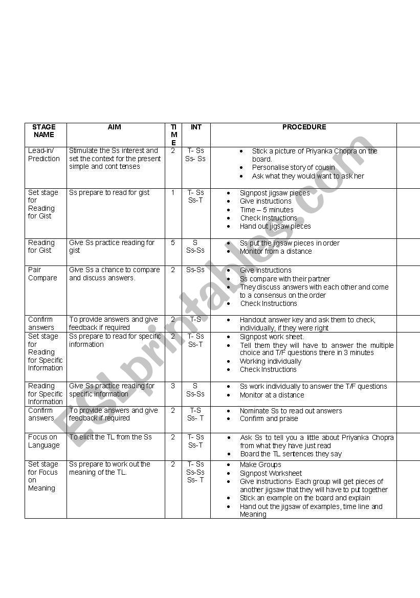 entire lesson plan with materials for present perfect