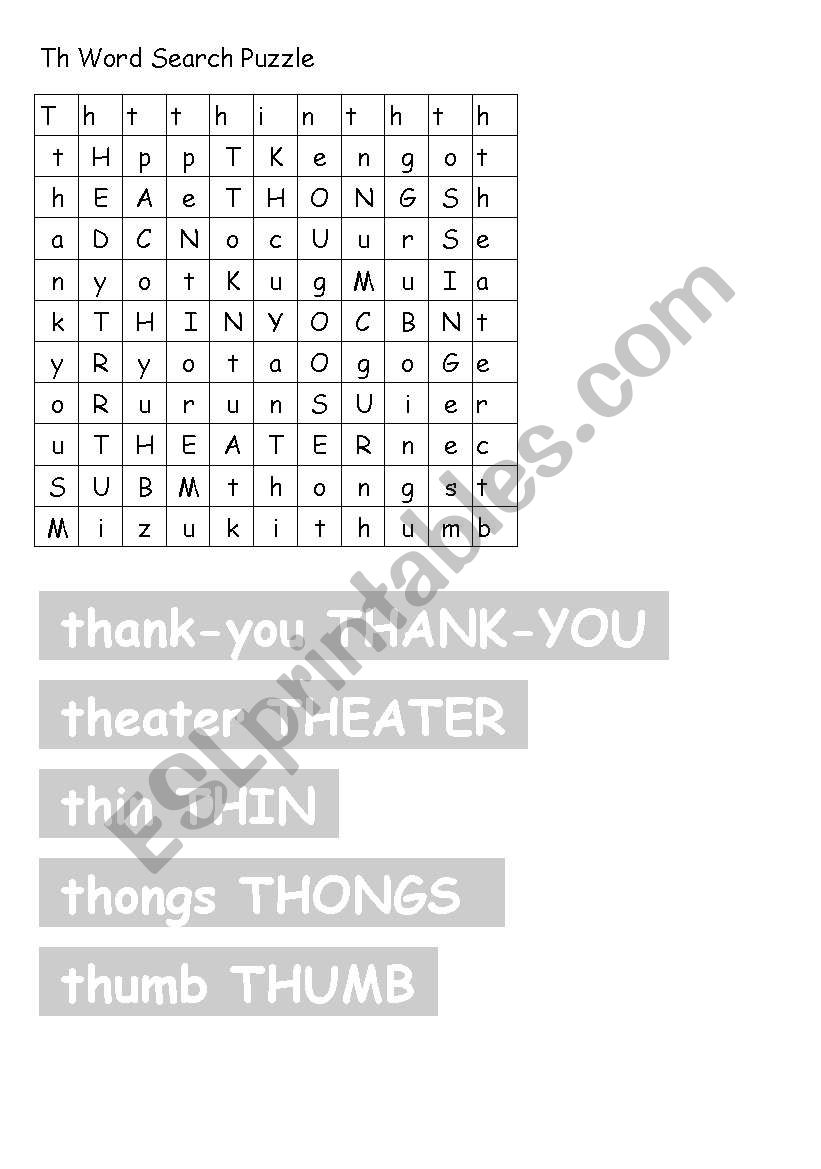 Th Word Search and Writing Practice