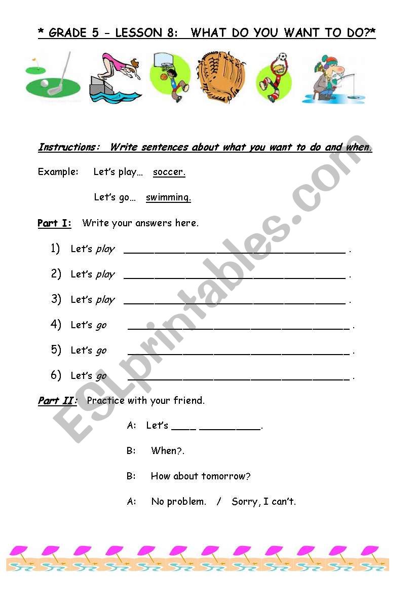 Lets Play..Lets go worksheet