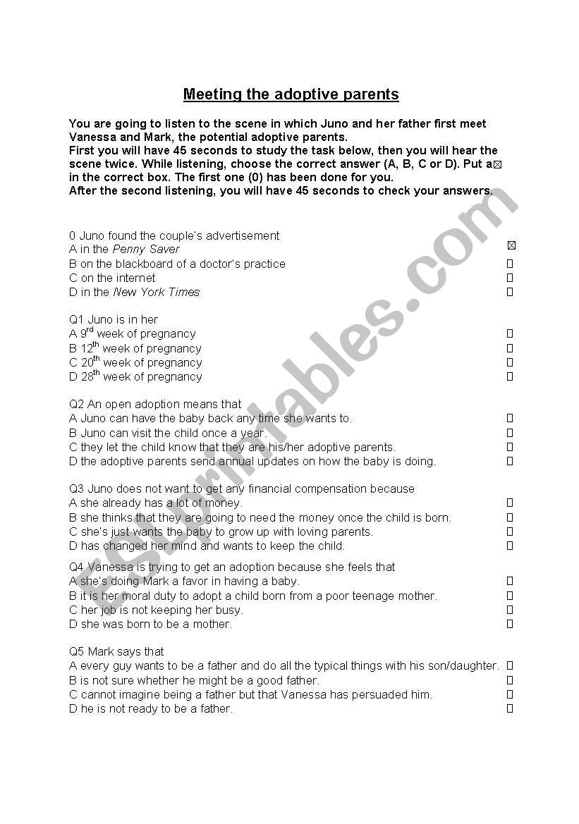 Multiple choice worksheet