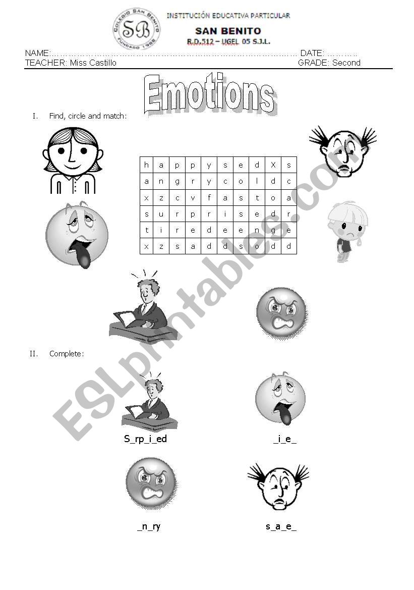 Emotions/ feelings worksheet