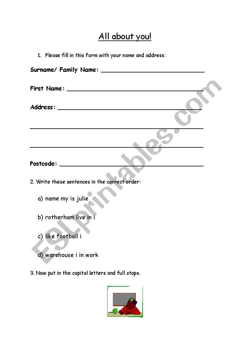 All About You worksheet