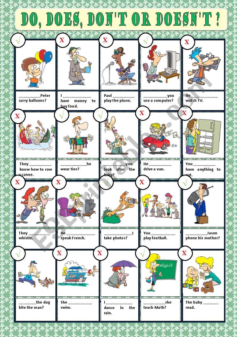 DO, DOES, DON´T OR DOESN´T?  worksheet