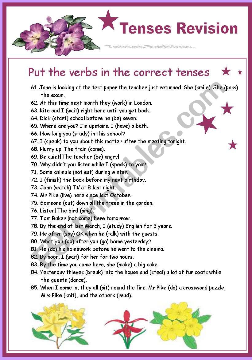 Tense Revision - Part 3 worksheet