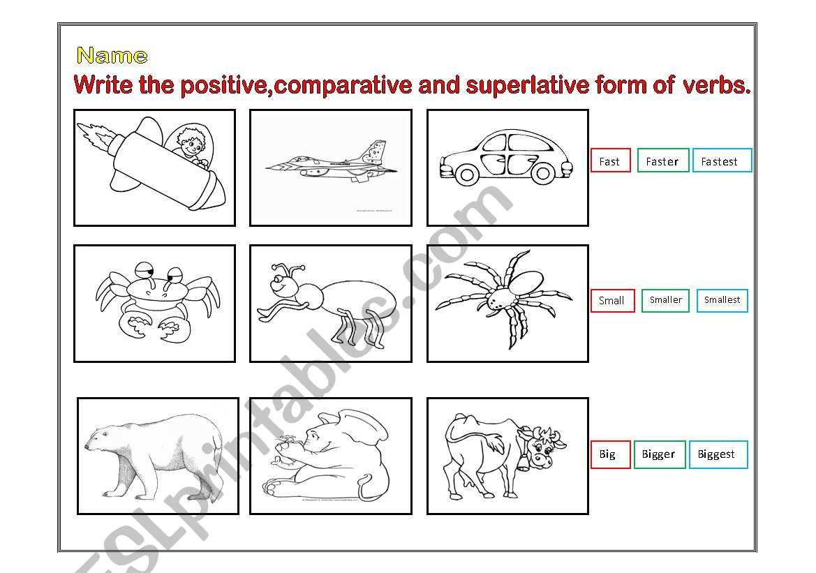 positive,compartive and superlative form of words