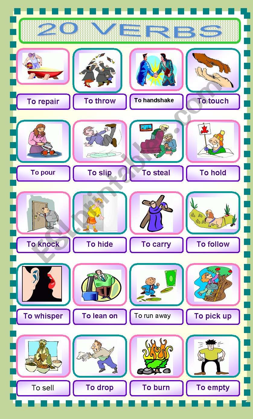 20 VERBS worksheet