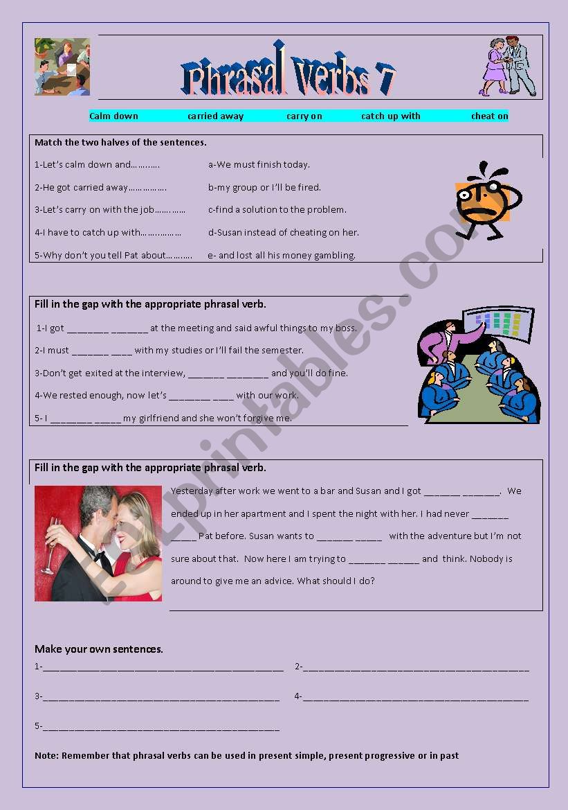 Phrasal verbs 7 worksheet