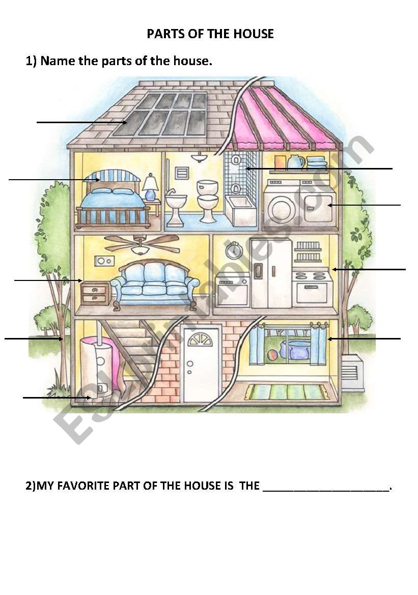 Parts of the house worksheet