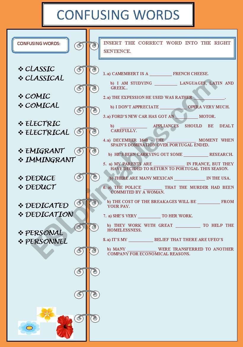 confusing-words-part-2-esl-worksheet-by-ascincoquinas