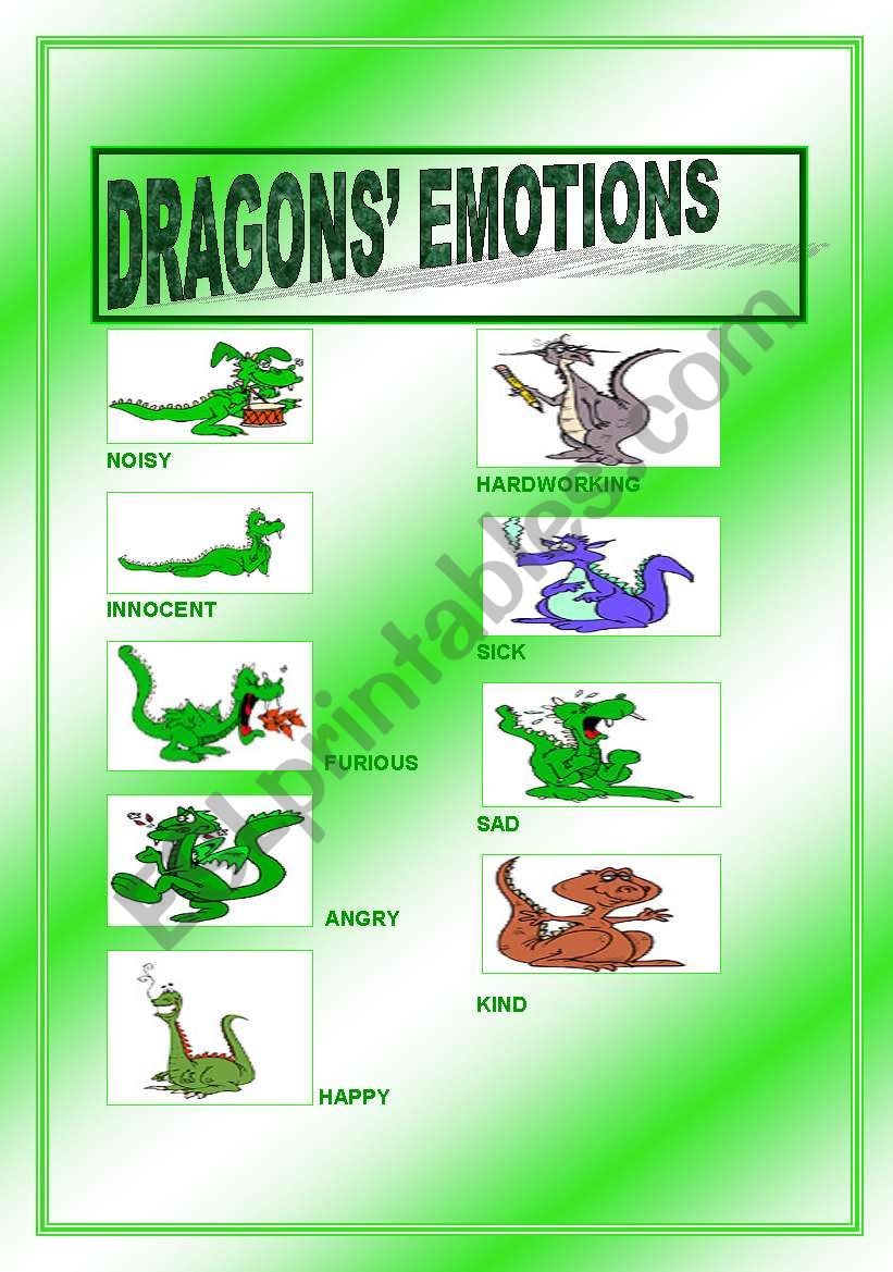 DRAGONS FEELINGS (2 pages) worksheet