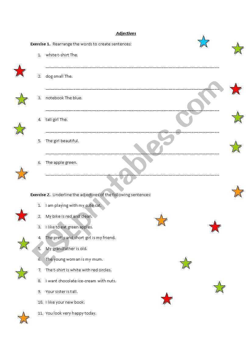 Adjectives worksheet