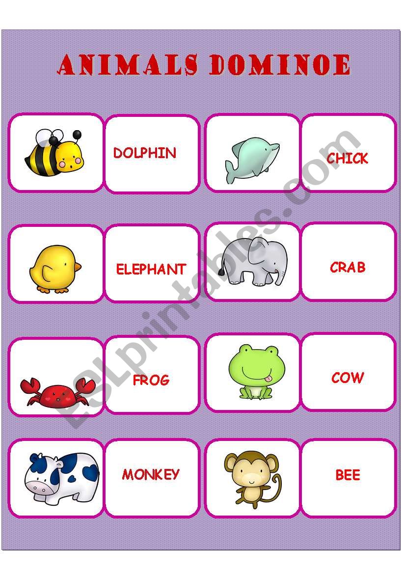 ANIMAL DOMINOE worksheet