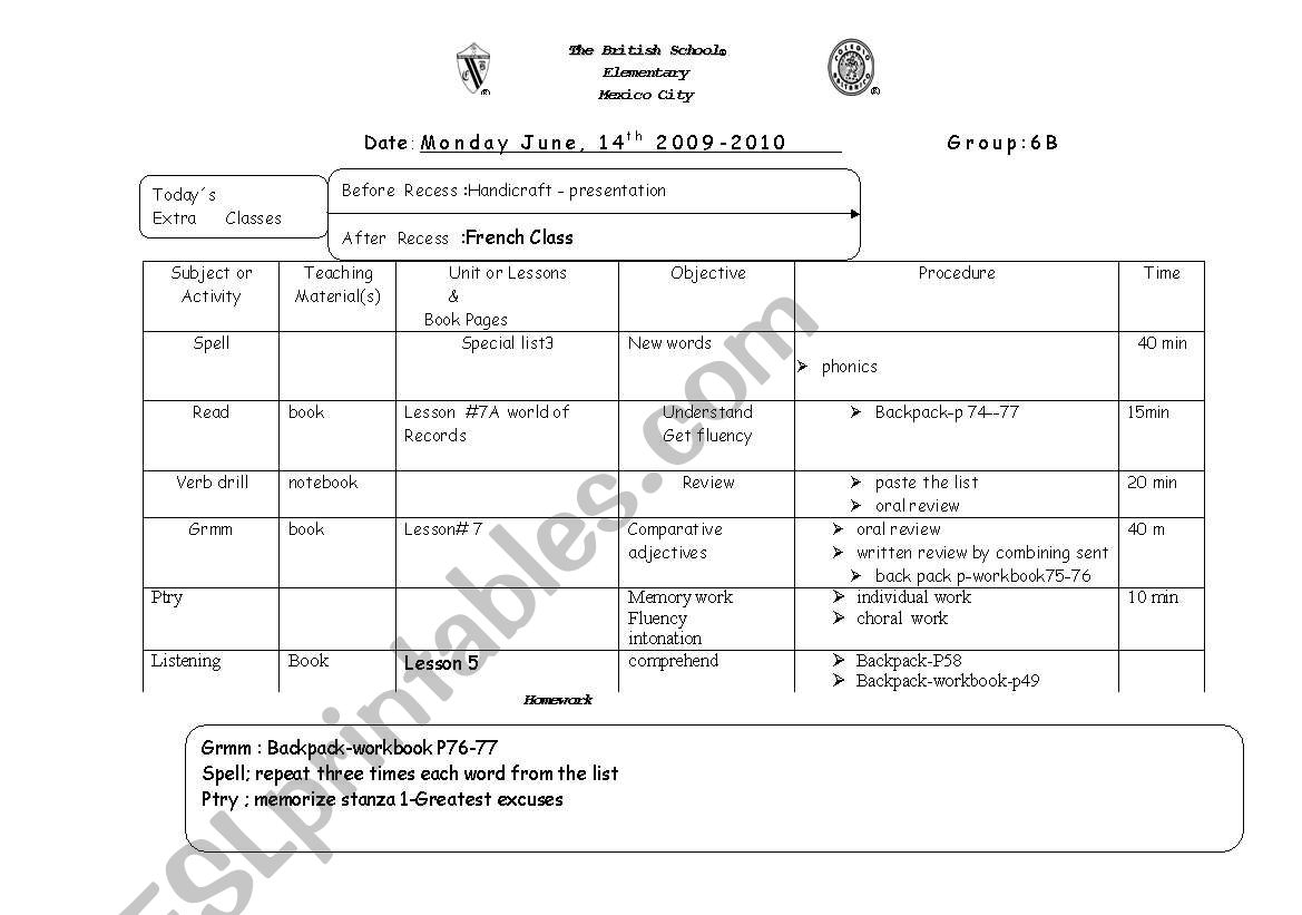 lesson plan sample worksheet