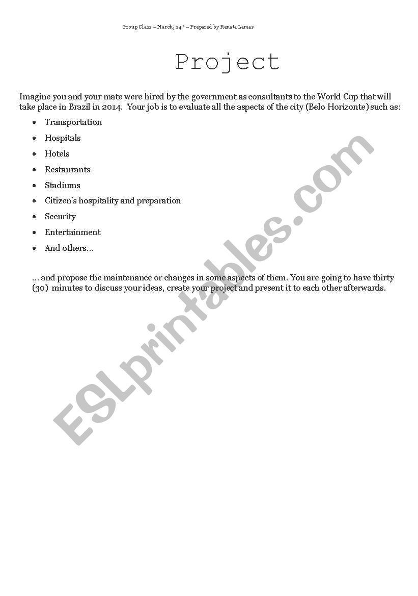 GROUP PROJECT worksheet