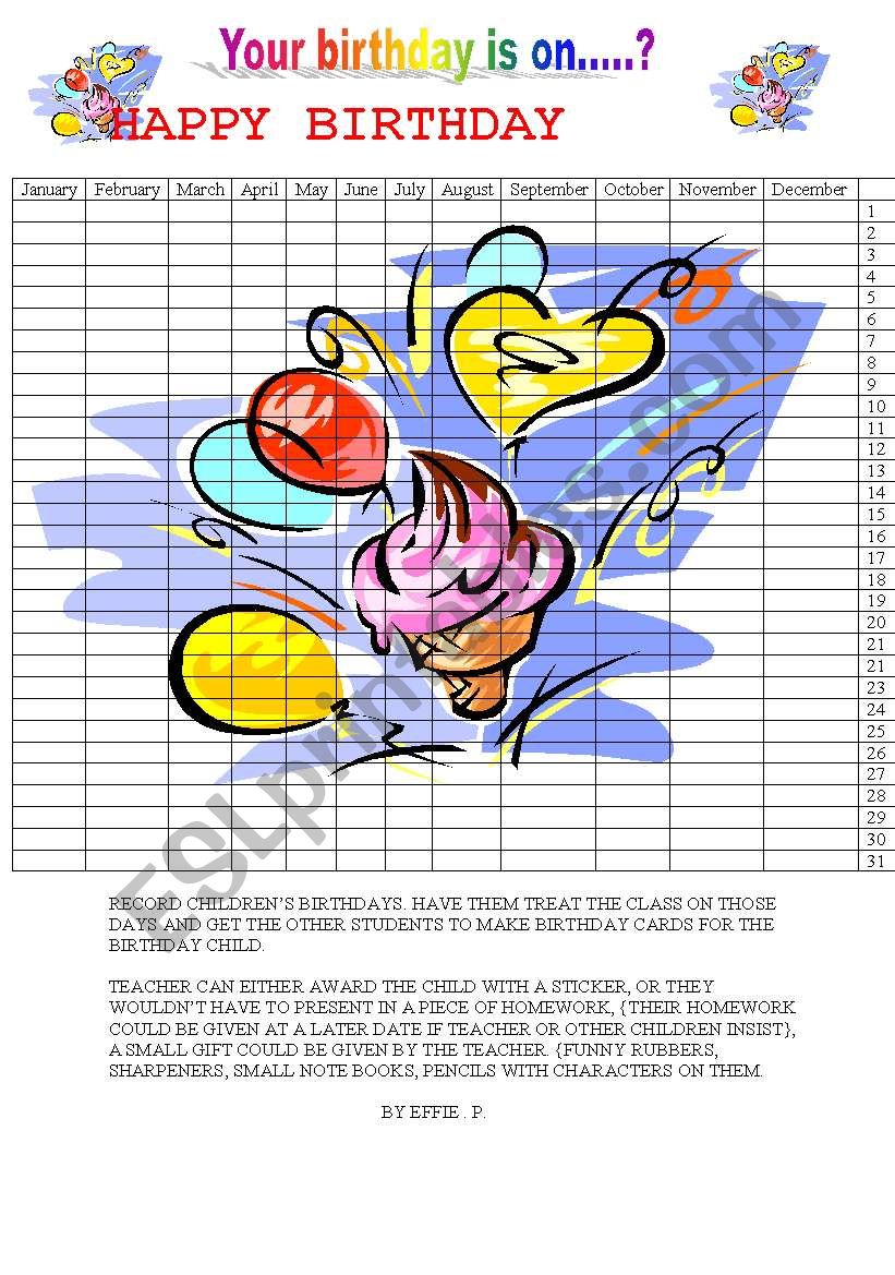 HAPPY BIRTHDAY worksheet