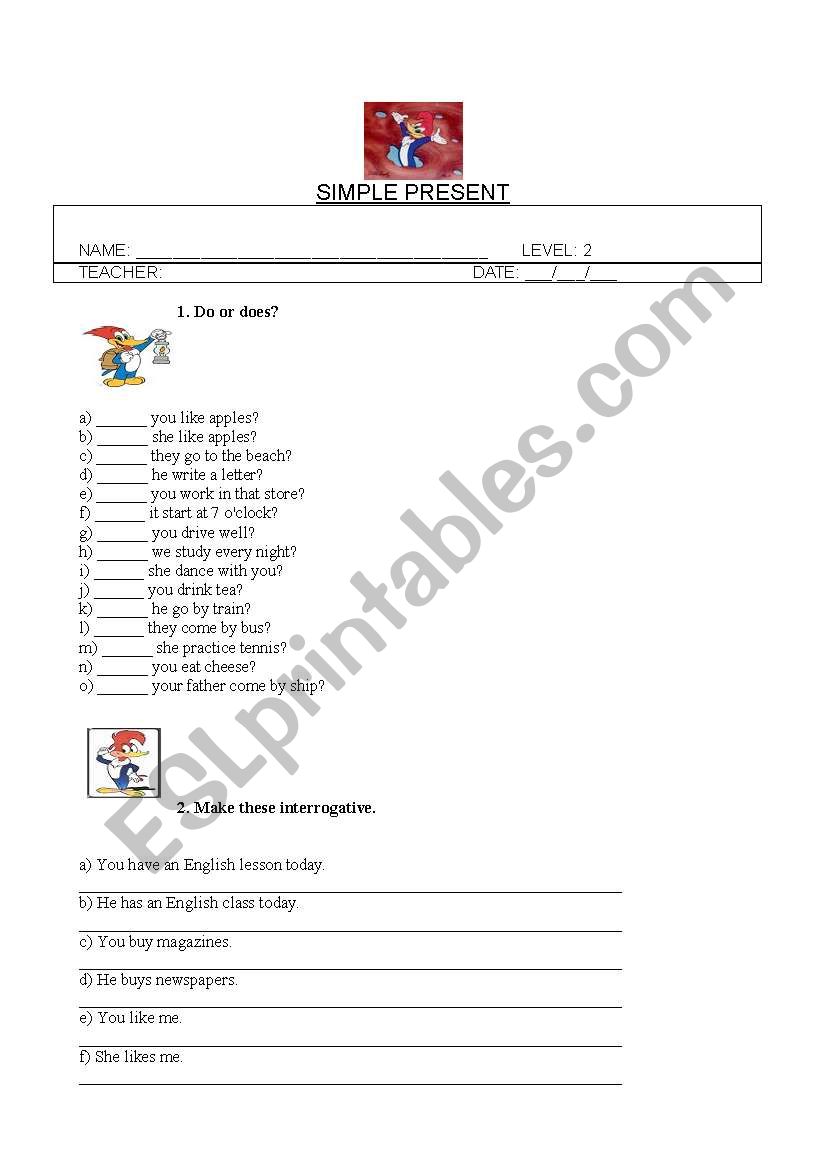 Simple Present worksheet