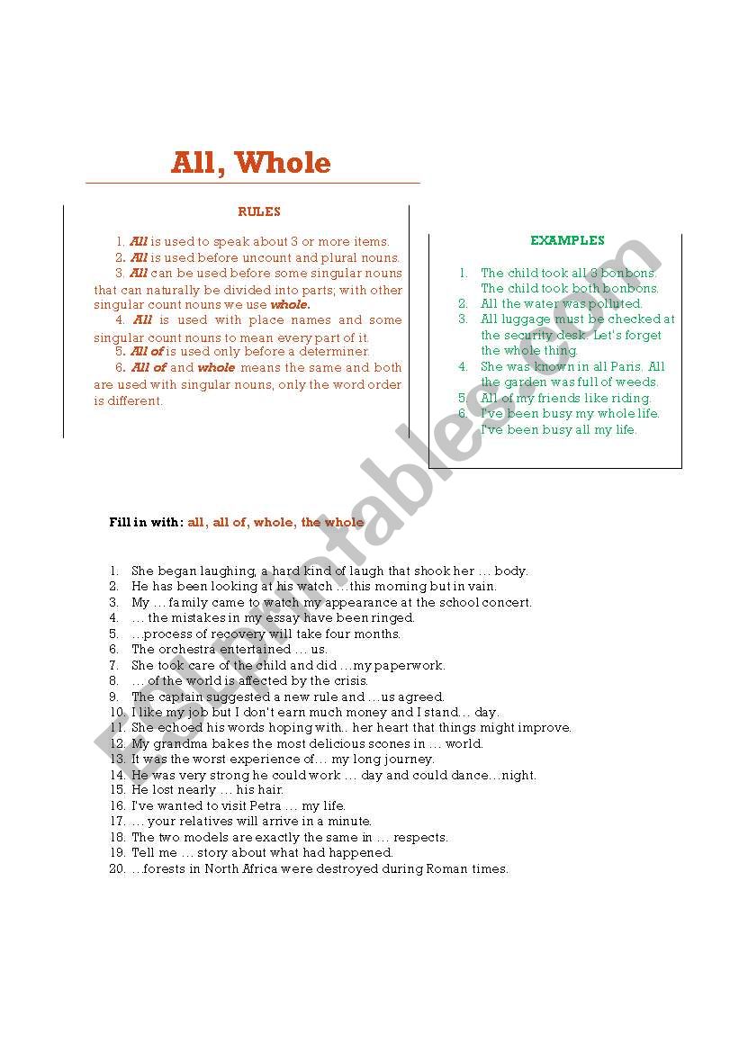 All, whole worksheet