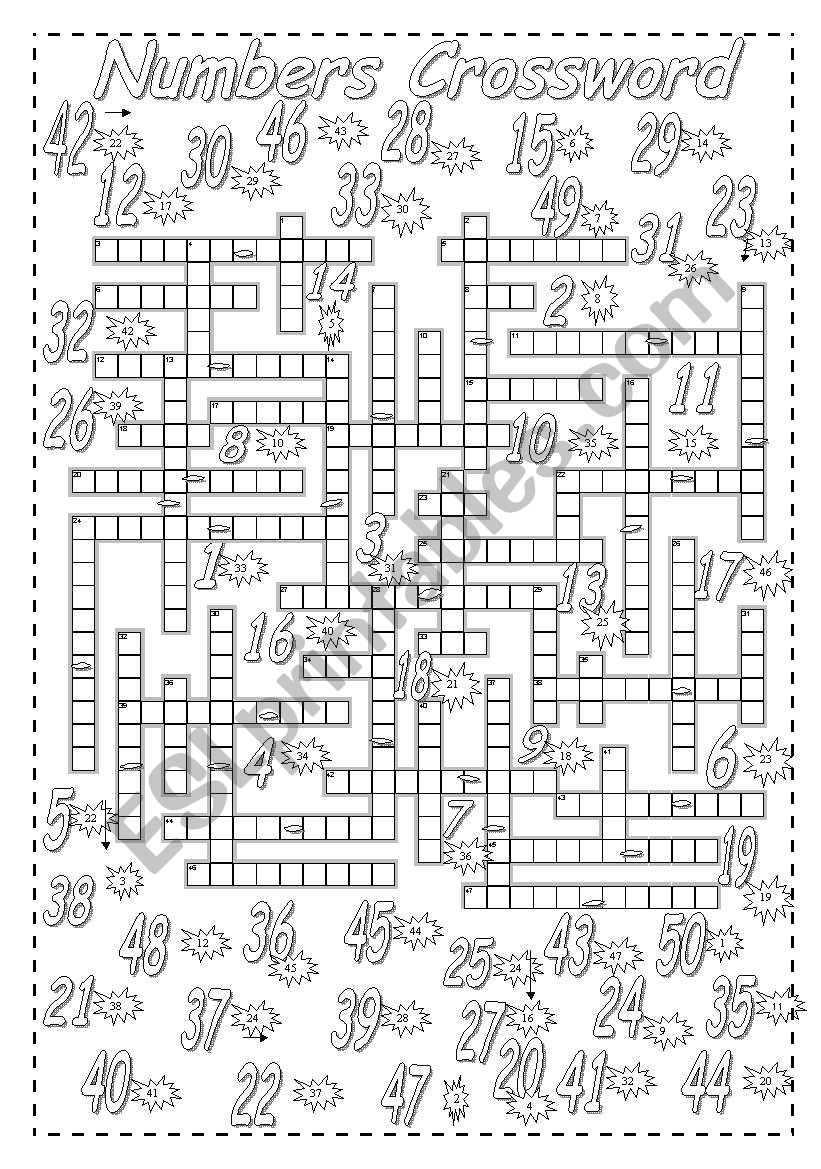 Numbers Crossword. Part I. worksheet