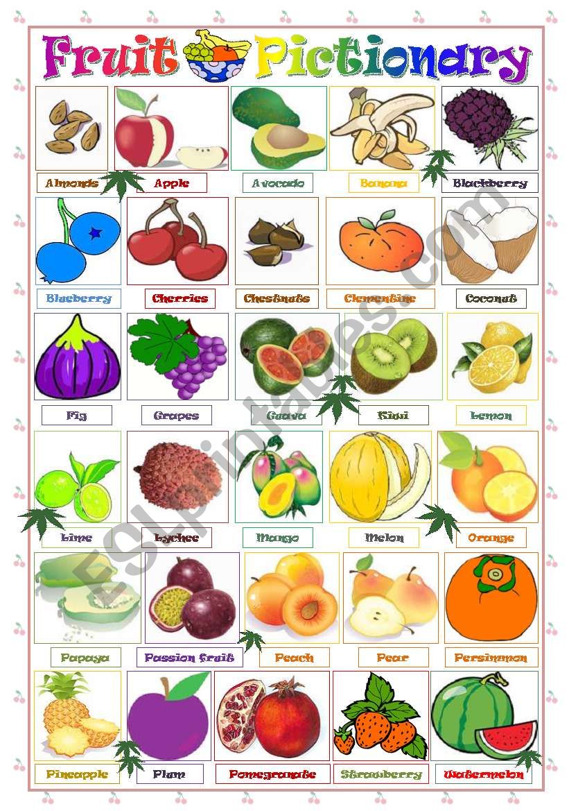 FRUIT - PICTIONARY worksheet