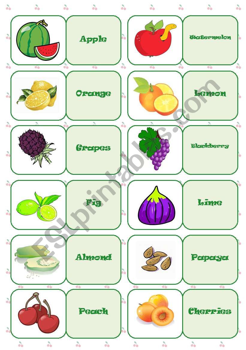 FRUIT DOMINO worksheet