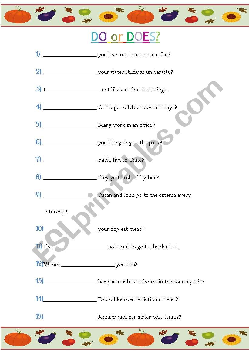 DO or DOES? worksheet