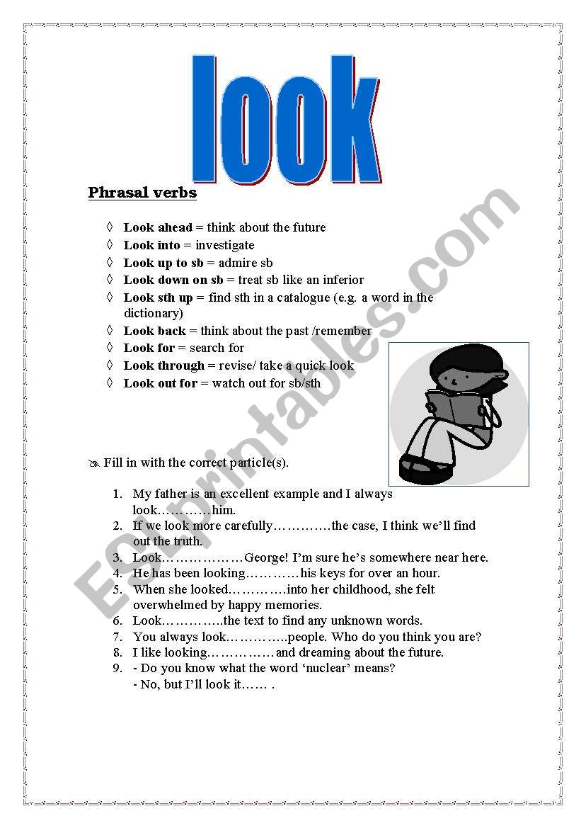 phrasals- Look + key worksheet