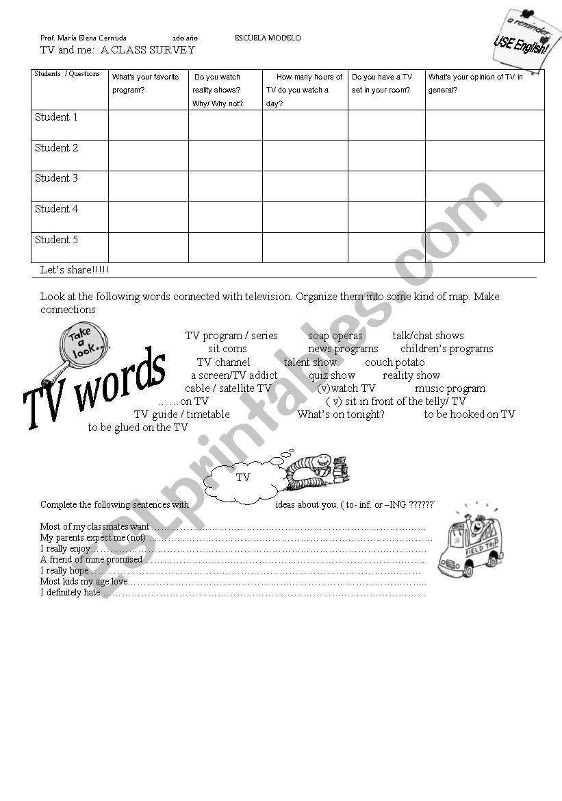 TV and Me- a class survey and something else