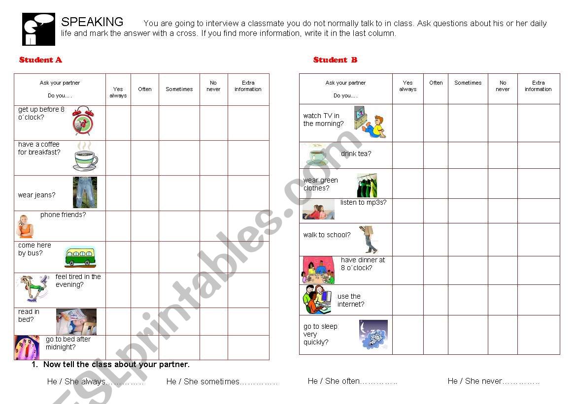 daily life worksheet