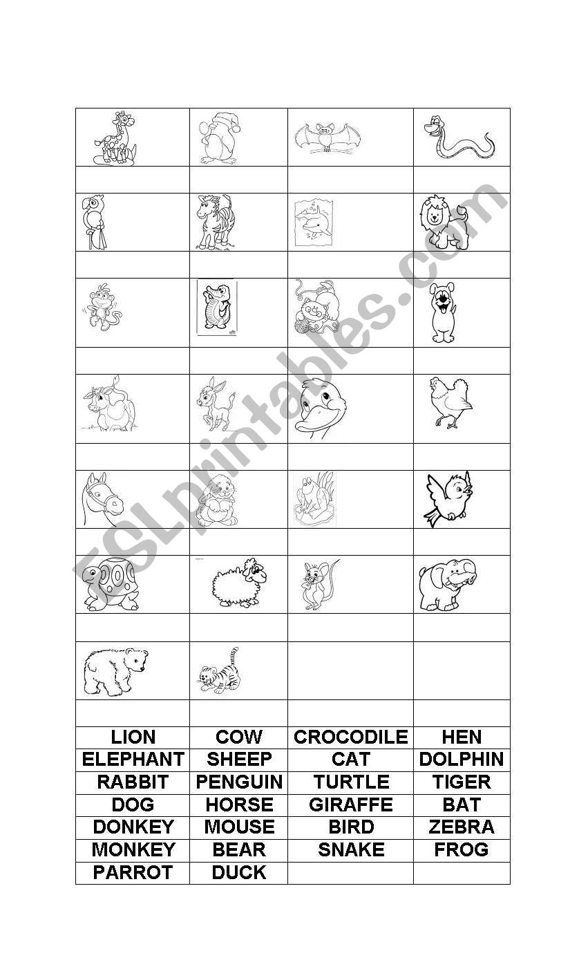 animales worksheet