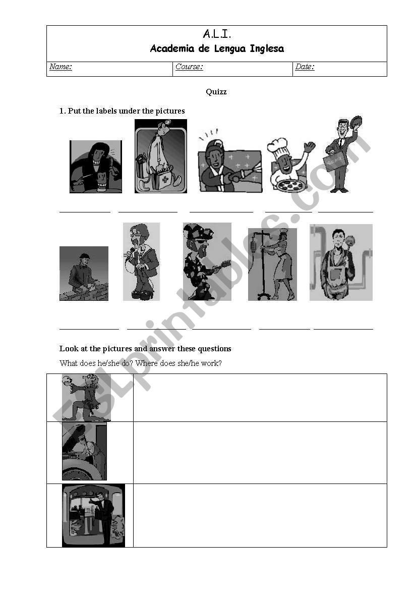 Jobs Quizz worksheet