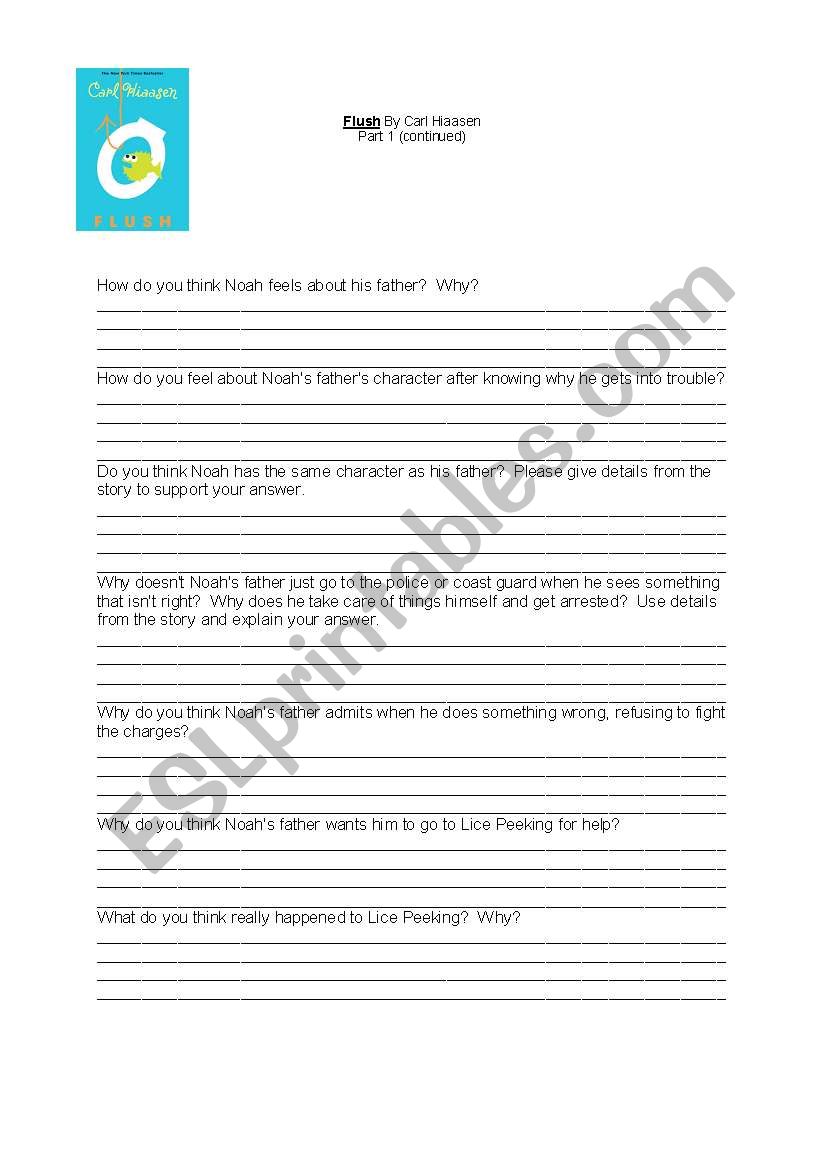 Flush by Carl Hiaasen worksheet