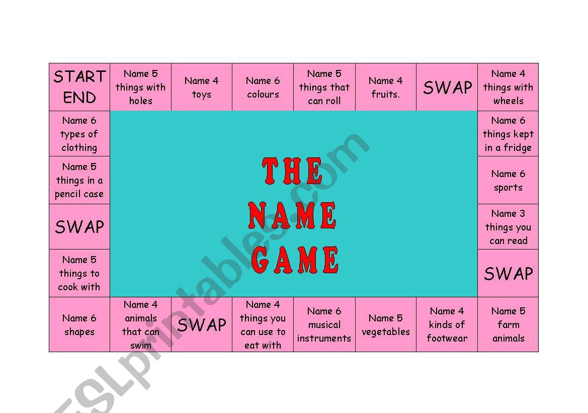 The Name Game worksheet