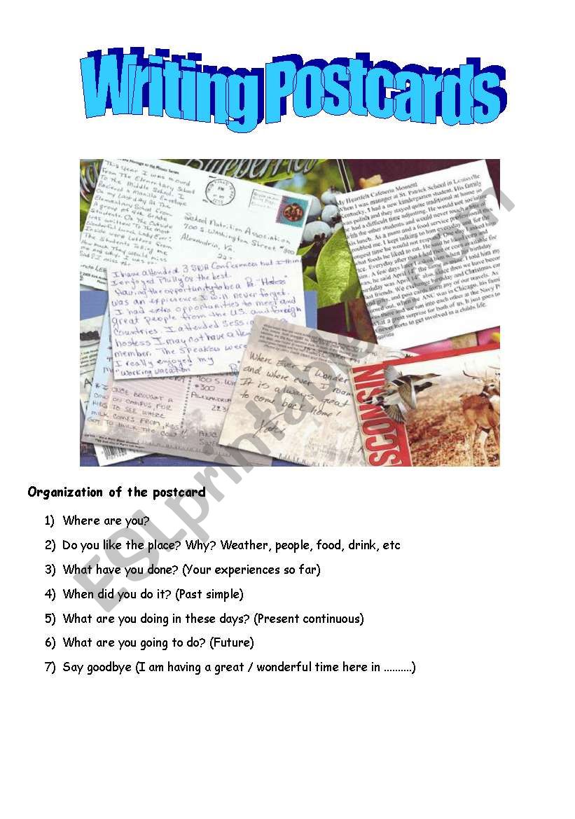 Writing Postcards worksheet