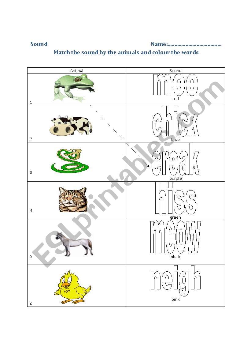 Sounds by animals worksheet