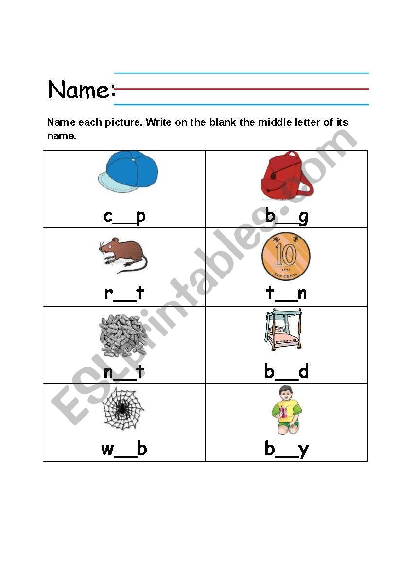 CVC medial sound worksheet