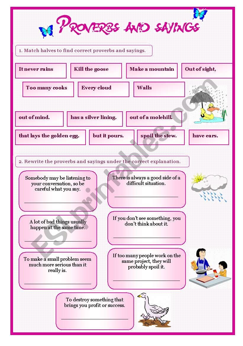 proverbs and sayings worksheet